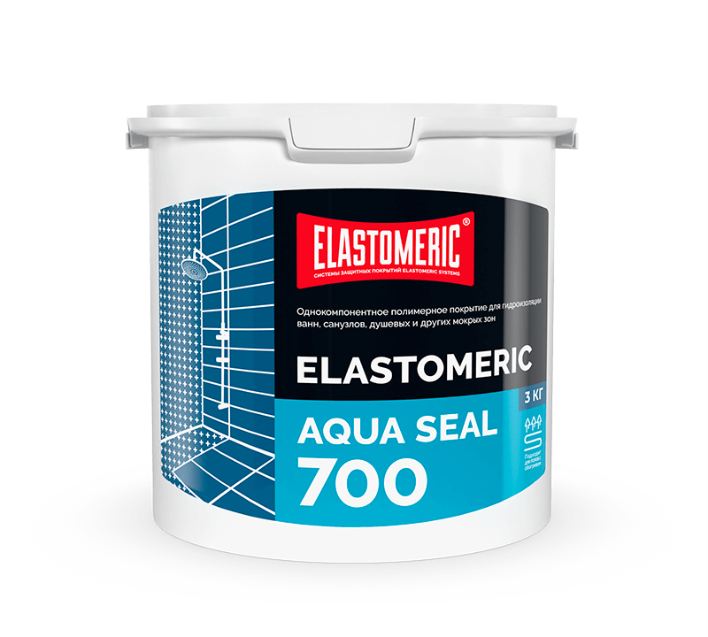 Гидроизоляционная мастика для ванн, пола, стен, балконов под плитку Elastomeric Аква 700 3кг