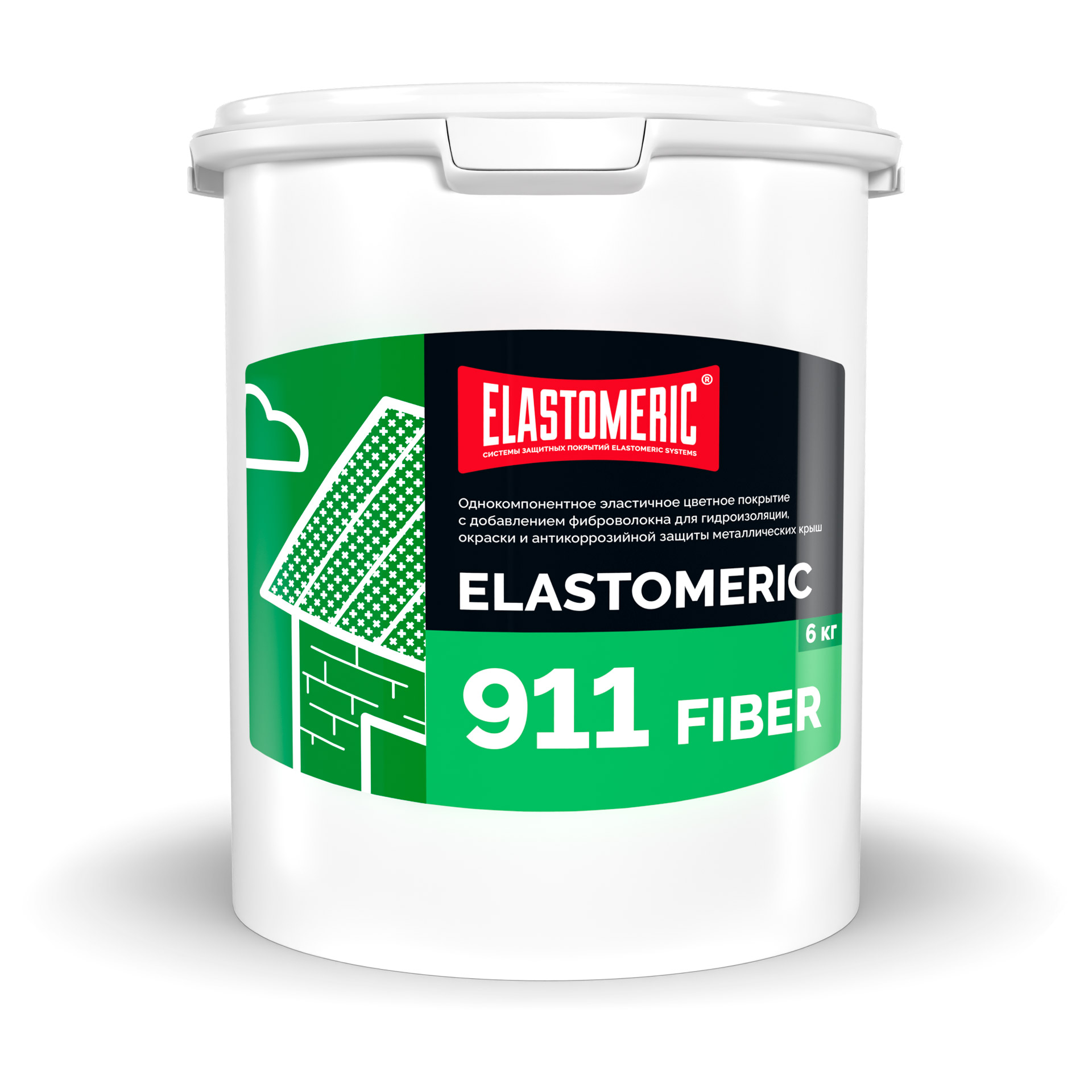 Мастика однокомпонентная для гидроизоляции Elastomeric - 911 Файбер RAL 7016 6кг