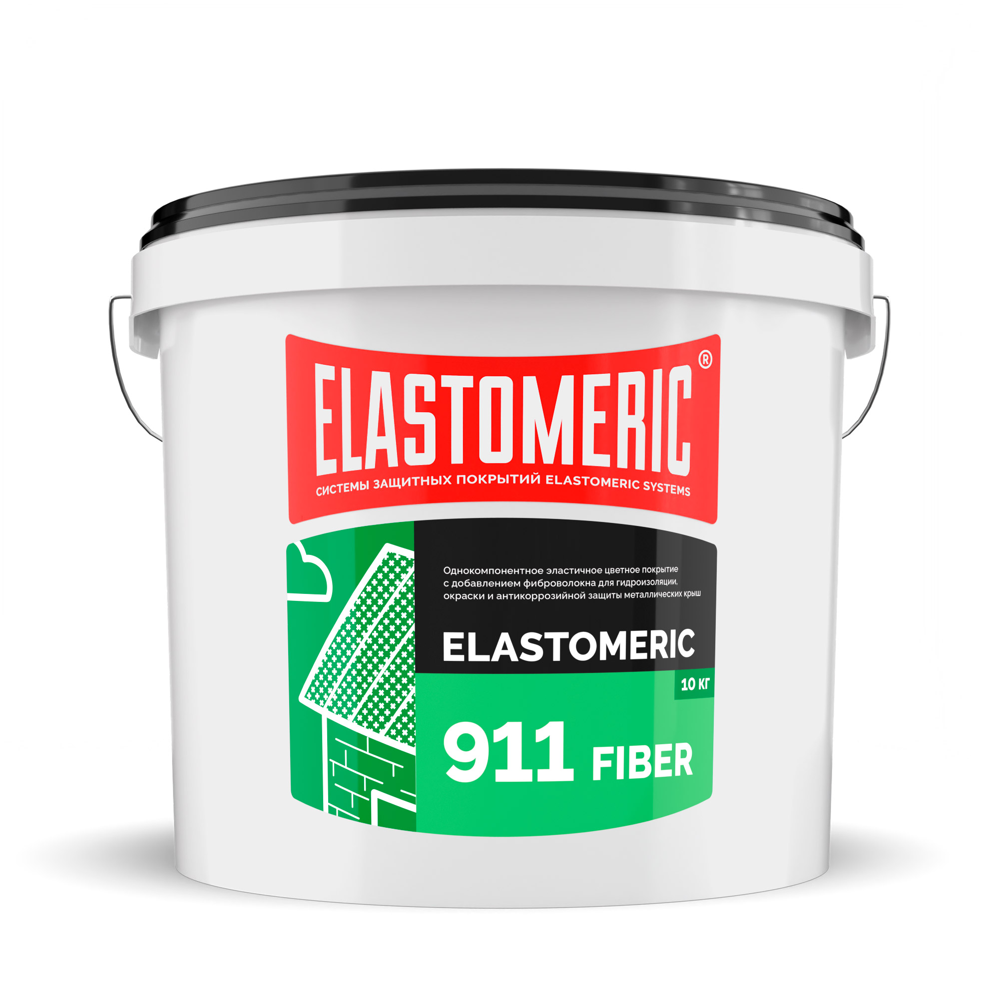 Мастика однокомпонентная для гидроизоляции Elastomeric - 911 Файбер RAL 8004 10кг